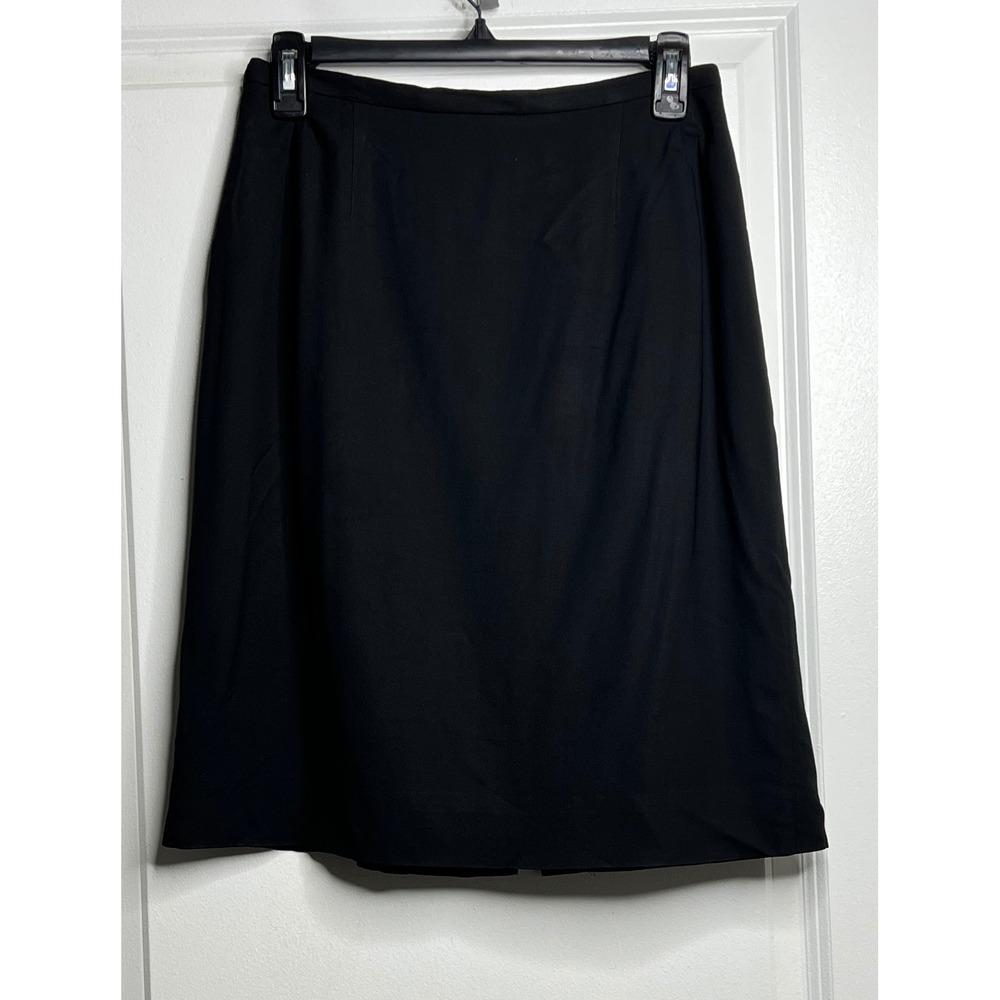 Lands End Black Wool Blend Pencil Skirt Size 8 Regular Made in USA Office Wear